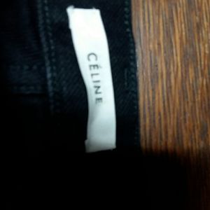 CELINE jet black jeans , button fly , size 8-10.